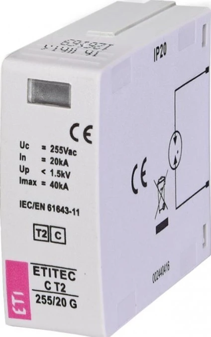 Moduł wymienny ogranicznika przepięć typ T2 (C) MOD. ETITEC C T2 255/20 G (N‑PE) 002440416