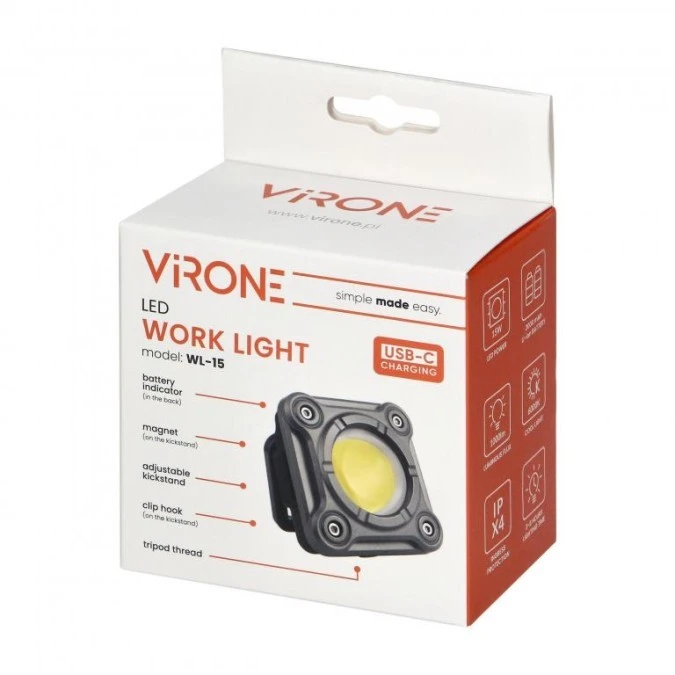Lampa warsztatowa LED COB 15W, 1000lm, 2000 mAh,WL‑15 - obrazek 2