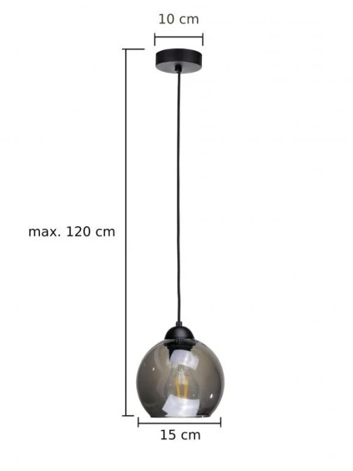 Lampa wisząca nowoczesna 1xE27 YUNO BLACK - obrazek 3