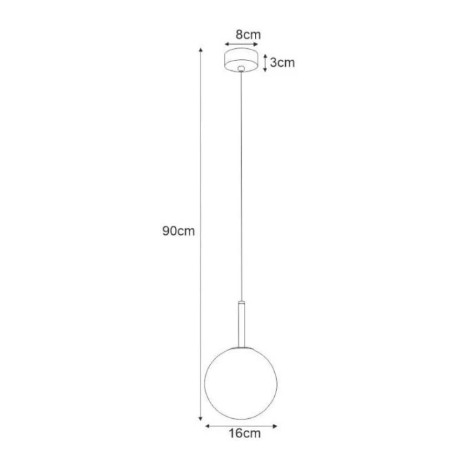 Lampa wisząca , zwis szklana kula biała Ø16 cm z regulacją wysokości nad blat K‑4886 Kaja Lighting - obrazek 2