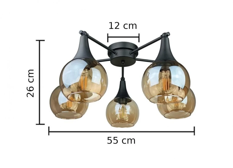 Lampa sufitowa nowoczesna 5xE27 STAR HONEY BLACK - obrazek 3