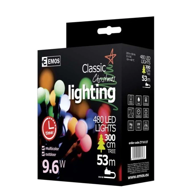Lampki choinkowe kulki XMAS cherry TIMER 9W 480LED 48m IP44 multikolor D5AM07 - obrazek 2