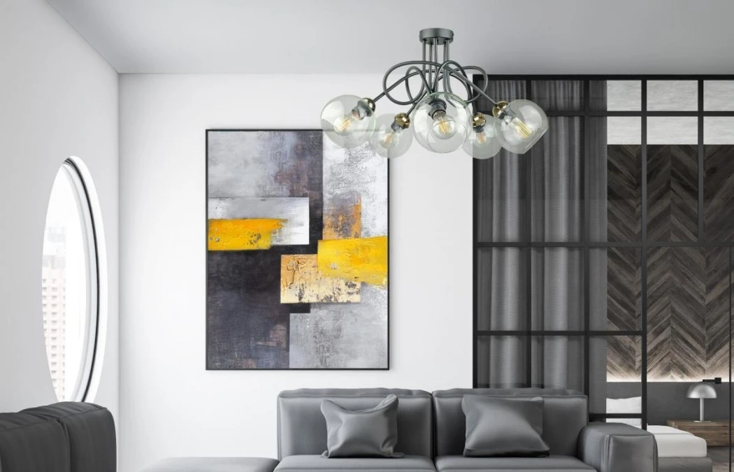 Lampa sufitowa nowoczesna 5xE27 EVIE BLACK/GOLD - obrazek 2