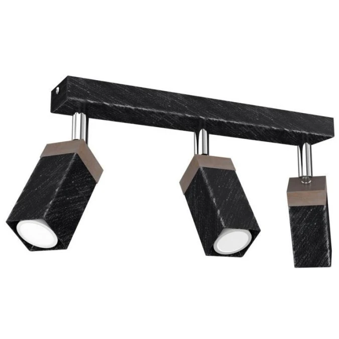 Lampa sufitowa SOLO SAWN BLACK / PATINATED WOOD 3x mini GU10 MLP7473 Milagro - obrazek 2