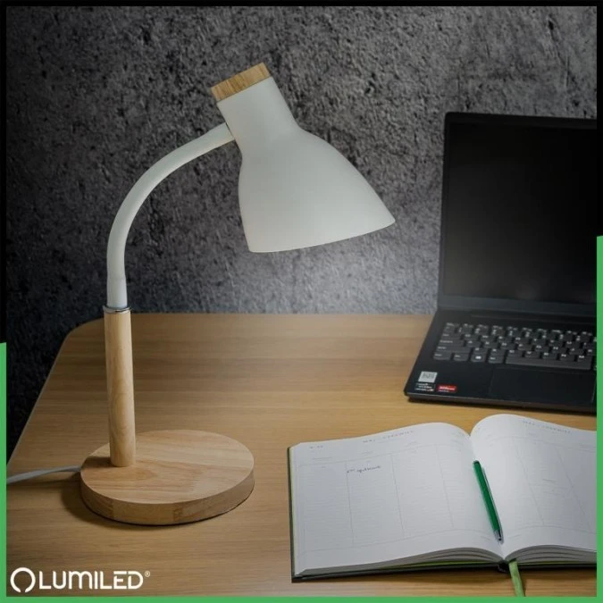 Lampka biurkowa dekoracyjna E27 NIKO Biała Lumiled - obrazek 1