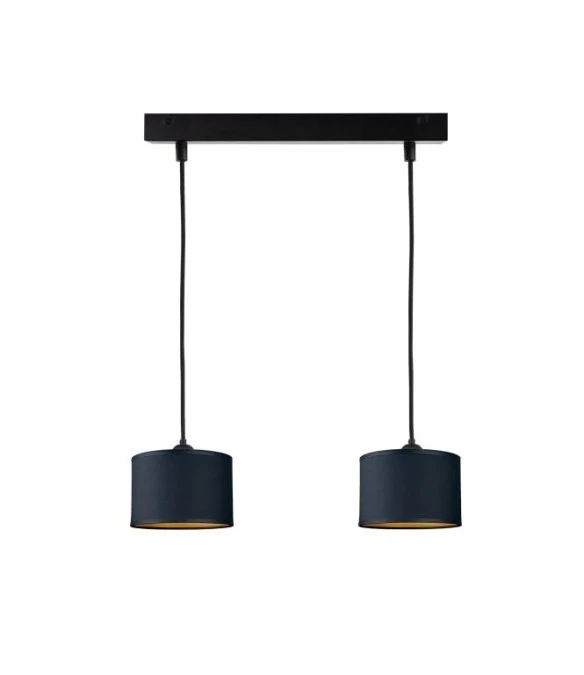 Lampa wisząca nowoczesna abażur 2xE27 FLOW BLACK - obrazek 1