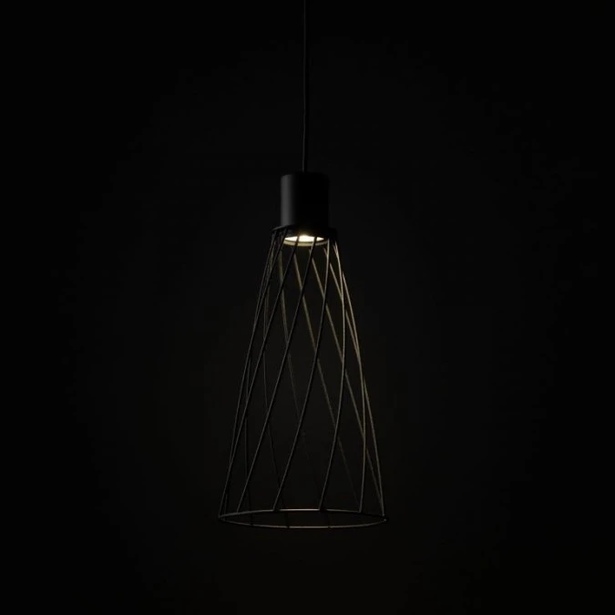 Lampa wisząca czarna MODESTO w stylu rustykalnym, stożkowaty druciany klosz na GU10 10161 TK Lighting - obrazek 2