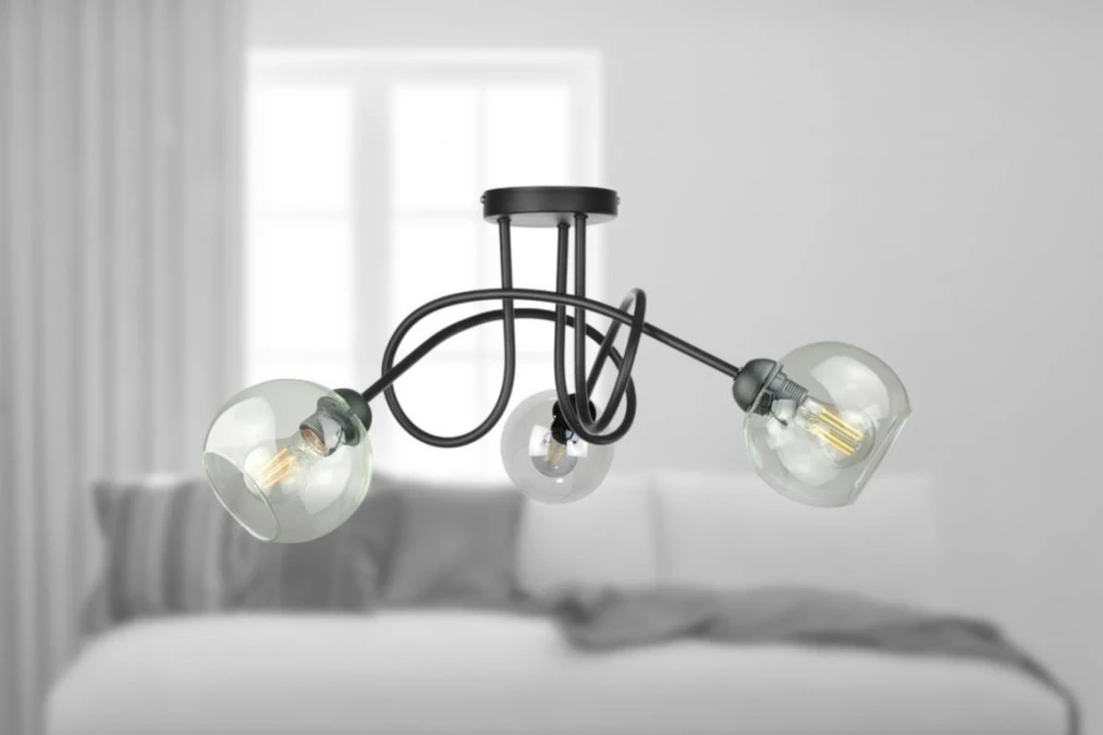 Lampa sufitowa nowoczesna 3xE27 EVIE BLACK - obrazek 3