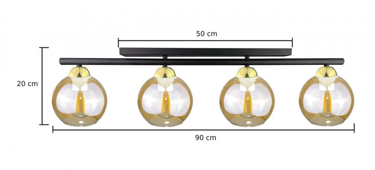 Lampa sufitowa nowoczesna 4xE27 AMARUS BLACK/GOLD - obrazek 3