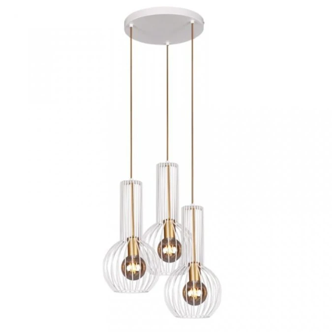 Lampa wisząca biało‑złota, druciana do sypialni z serii ARVI WHITE K‑4527 Kaja Lighting - obrazek 1