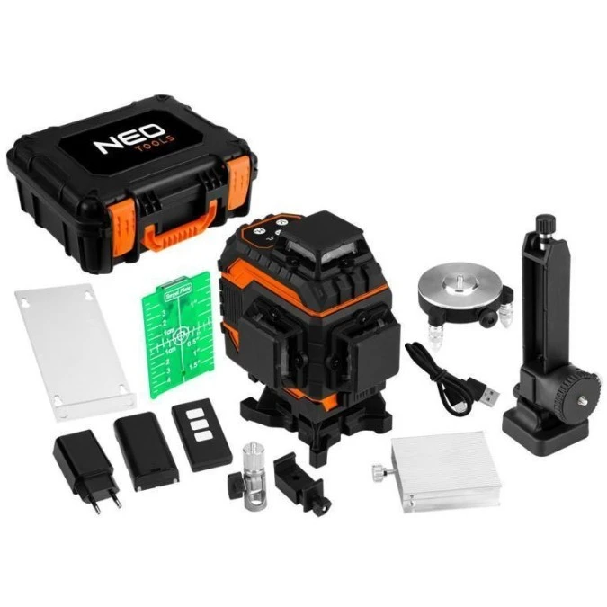 Laser 3D, 12 linii, zielony, walizka, tarcza celownicza, magnetyczny uchwyt, ładowarka 75‑140