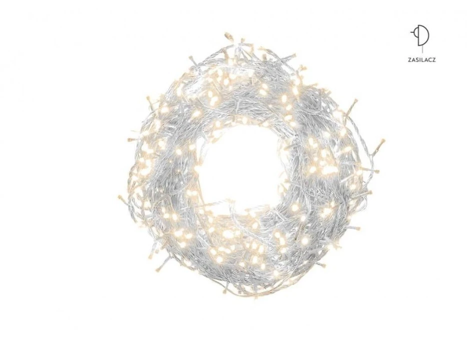 Lampki choinkowe zewnętrzne 500 LED lampki z zasilaczem biały ciepły 12,5m dł. + 3m przyłącza 230V/31V 6W IP44 13‑459 - obrazek 2