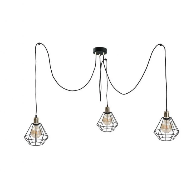 Lampa wisząca loftowa 3 xE27 FOSKAL GOLD - obrazek 1