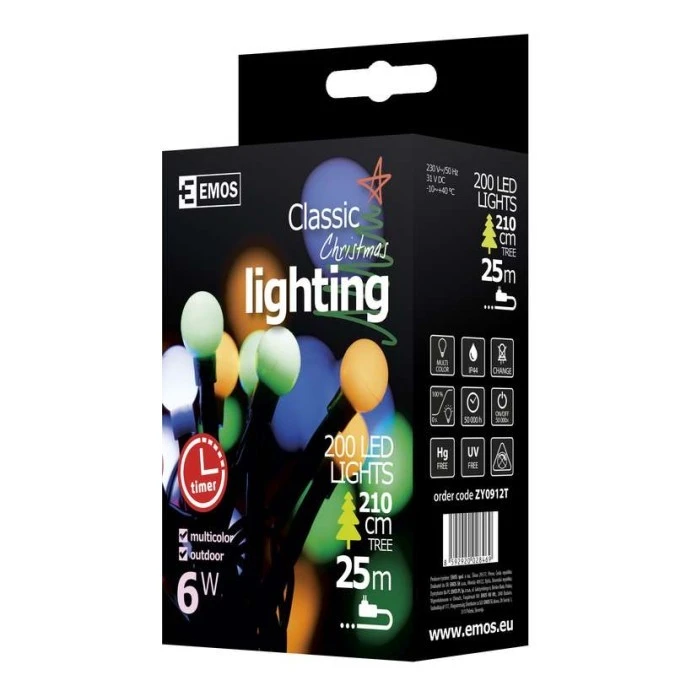 Lampki choinkowe XMAS CHERRY TIMER 6W 200LED 20m IP44 multikolor D5AM03 - obrazek 3