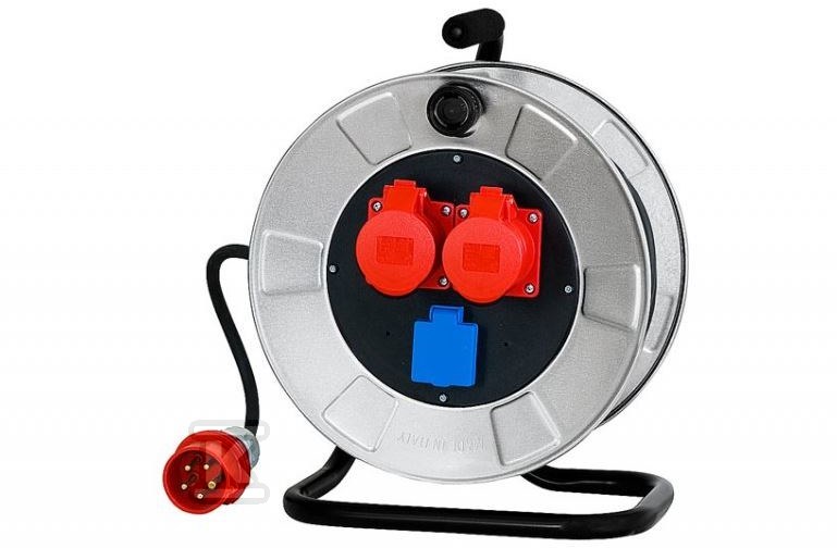 Przedłużacz siłowy na bębnie metalowym BORDO - 320 2x16A 5p, 230V, wt.16/5, OW 5x2,5 /25m/ 14300-17 - obrazek 1