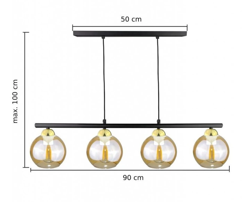 Lampa wisząca nowoczesna 4xE27 AMARUS BLACK/GOLD LONG - obrazek 3