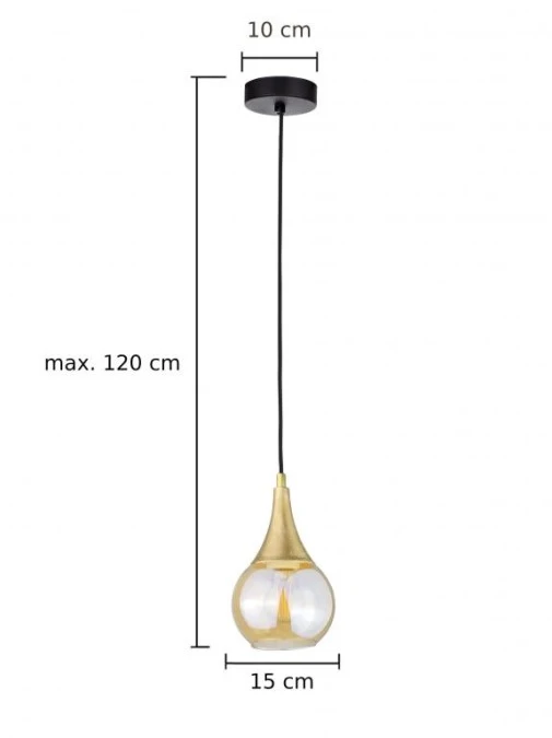 Lampa wisząca nowoczesna 1xE27 LACRIMA HONEY/GOLD - obrazek 3