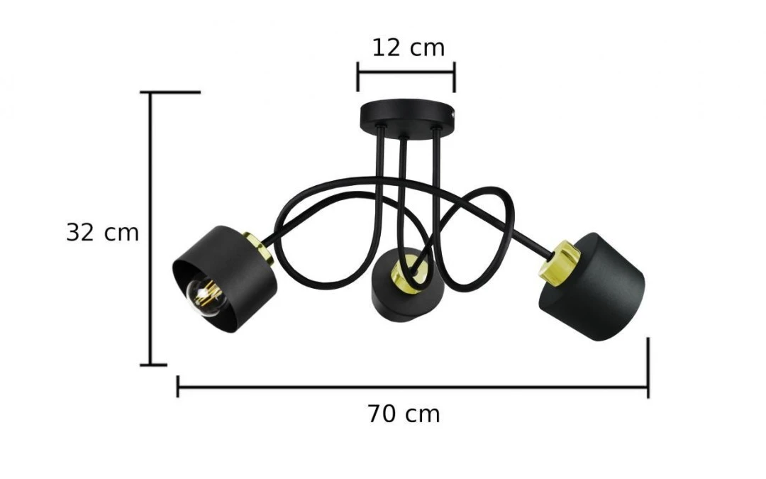 Lampa sufitowa nowoczesna 3xE27 SIMPLY BLACK/GOLD - obrazek 2