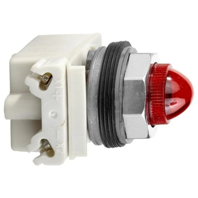 Lampka sygnalizacyjna, Harmony 9001K, czerwona plastikowa ośmioboczna, BA 9s, 12V AC, Ø30, 9001KP38R9 - obrazek 1
