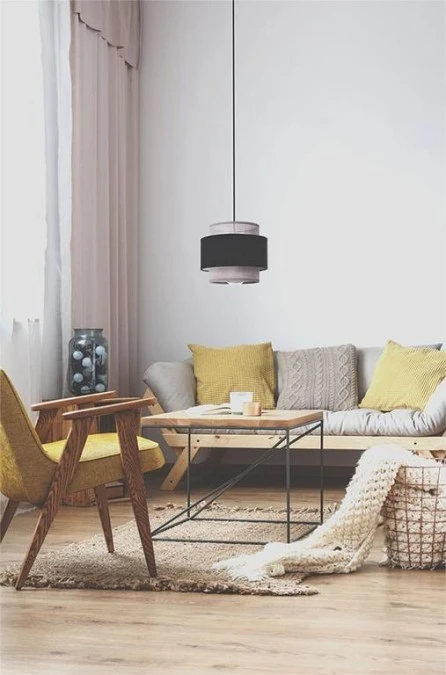 Lampa wisząca ETELA , podwójny czarno szary klosz na E27 do salonu K‑5170 Kaja Lighting - obrazek 3