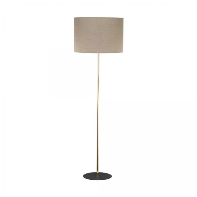 Lampa podłogowa na złotej nóżce i czarnej podstawie UMBERTO E27 lniany klosz 16035 TK Lighting - obrazek 1