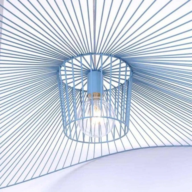 Lampa wisząca KAPELUSZ niebieski, druciany duży stylowy klosz KP‑21 NIEBIESKI Kaja Lighting - obrazek 3
