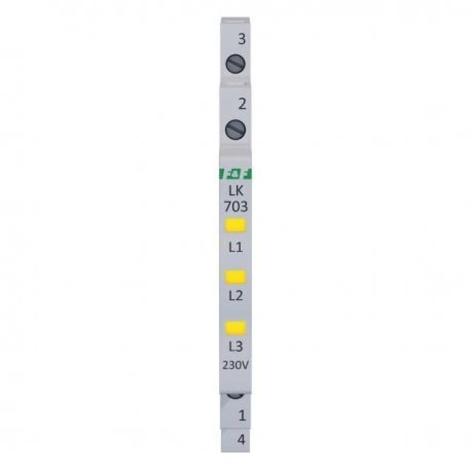 Lampka modułowa 3‑fazowa żółta LED Slim 1/2 modułu 230V LK‑703Y - obrazek 2