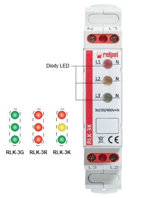 Lampka modułowa 3‑fazowa zielona 400V AC LED RLK‑3G 863030 - obrazek 2