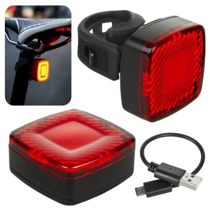 Lampka rowerowa tylna USB AUTO STOP sensor zmierzchu Maclean Energy MCE355 COB LED - obrazek 3