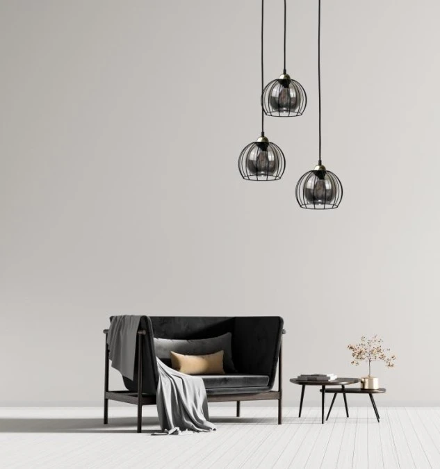 Lampa wisząca loftowa nowoczesna 3x E27 SOLO BLACK/GOLD - obrazek 2