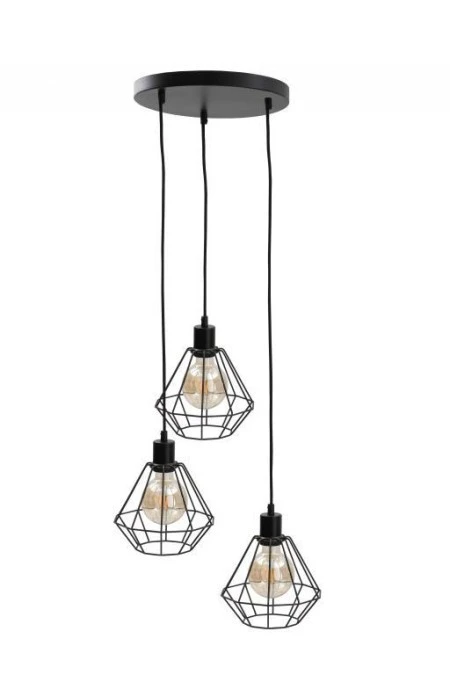 Lampa wisząca loftowa 3x E27 FOSKAL BLACK - obrazek 1