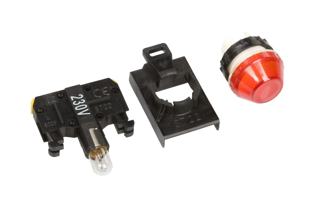 Lampka sygnalizacyjna 22mm czerwona 230V AC żarówka ST22‑LC‑230‑BA9S. - obrazek 2