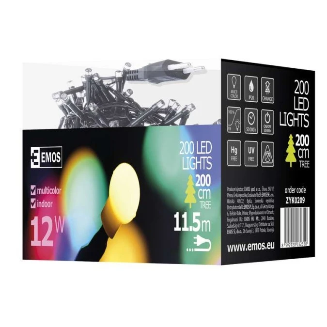 Lampki choinkowe kulki XMAS ZYK 12W 200LED 10m IP20 multikolor D5GM03 - obrazek 2