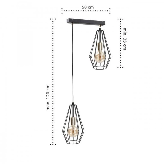 Lampa wisząca loftowa 2xE27 LEX GOLD - obrazek 2