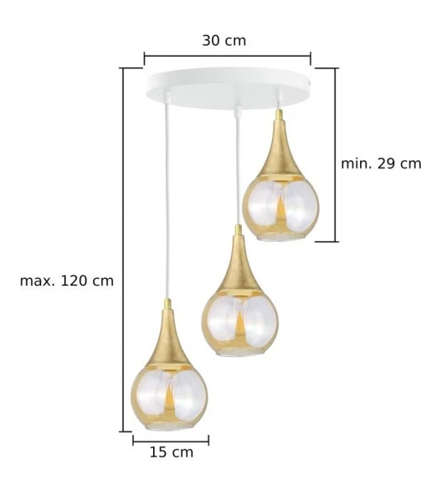 Lampa wisząca 3x E27 LACRIMA WHITE - obrazek 3
