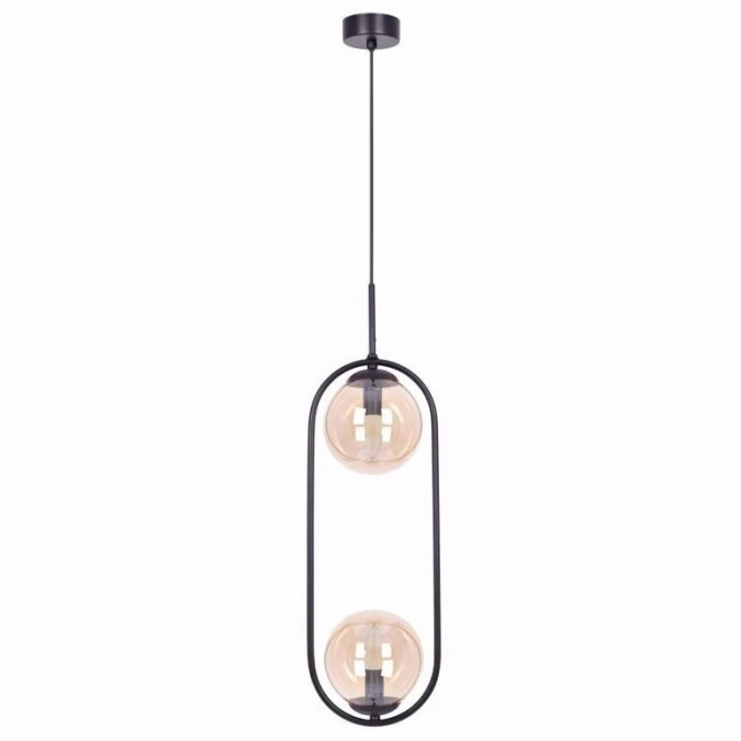 Lampa wisząca na E14 z dwoma szklanym bursztynowymi kloszami K‑5121 Kaja Lighting - obrazek 1