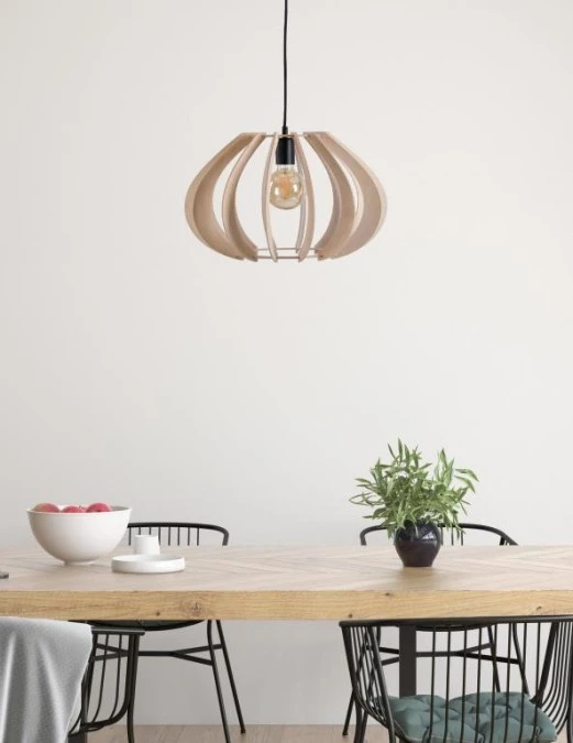 Lampa wisząca nowoczesna drewno 1xE27 NORA NATURAL - obrazek 3