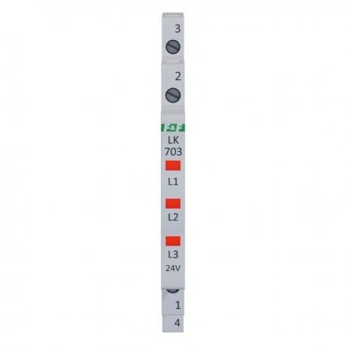 Lampka modułowa 3‑fazowa czerwona LED czerwona Slim 1/2 modułu 230V LK‑703R - obrazek 2