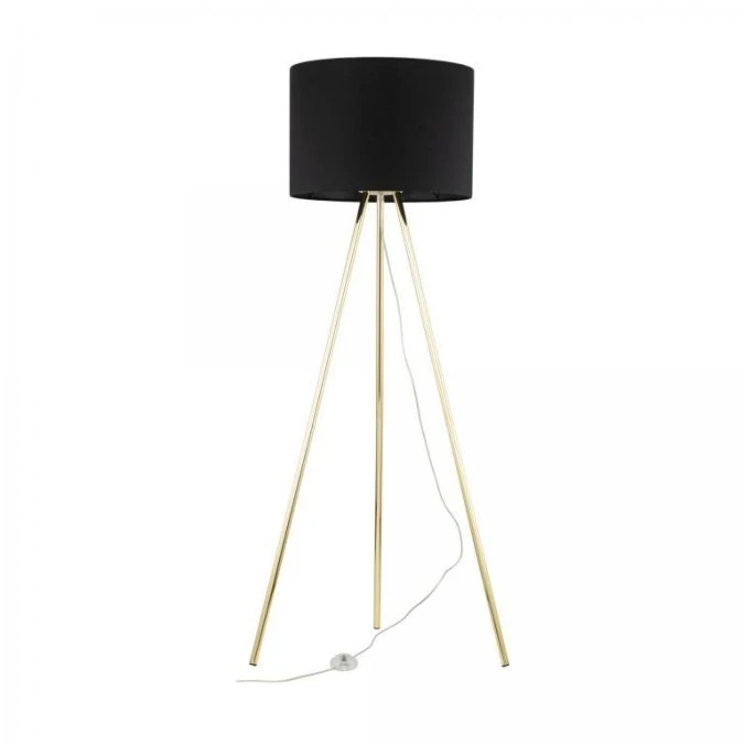 Lampa podłogowa na czarnym trójnogu w złotym kolorze na E27 czarny abażur UMBERTO 6635 TK Lighting - obrazek 1