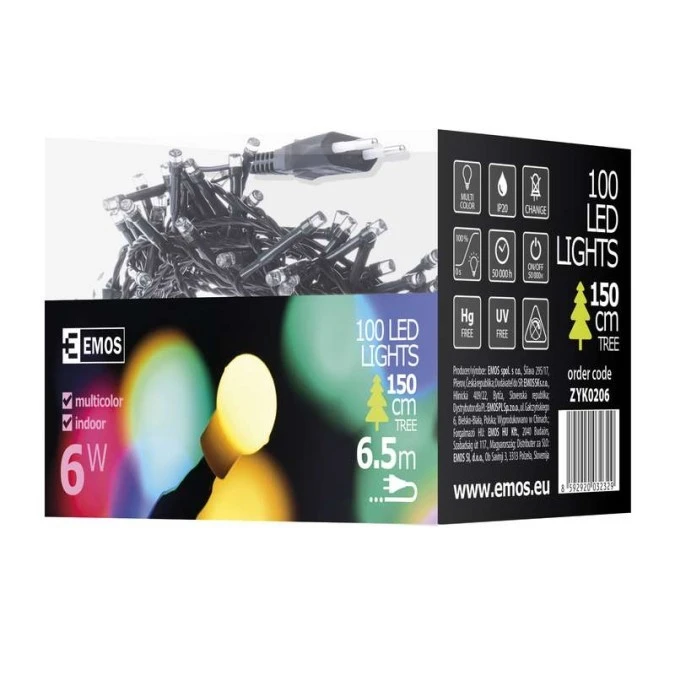 Lampki choinkowe kulki XMAS ZYK 6W 100LED 5m IP20 multikolor D5GM02 - obrazek 2