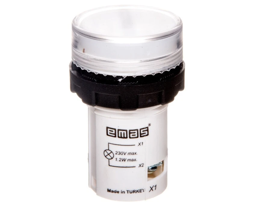Lampka sygnalizacyjna MB z LED, monoblok, 230V AC, płaski klosz, biała T0‑MBSD220B - obrazek 1