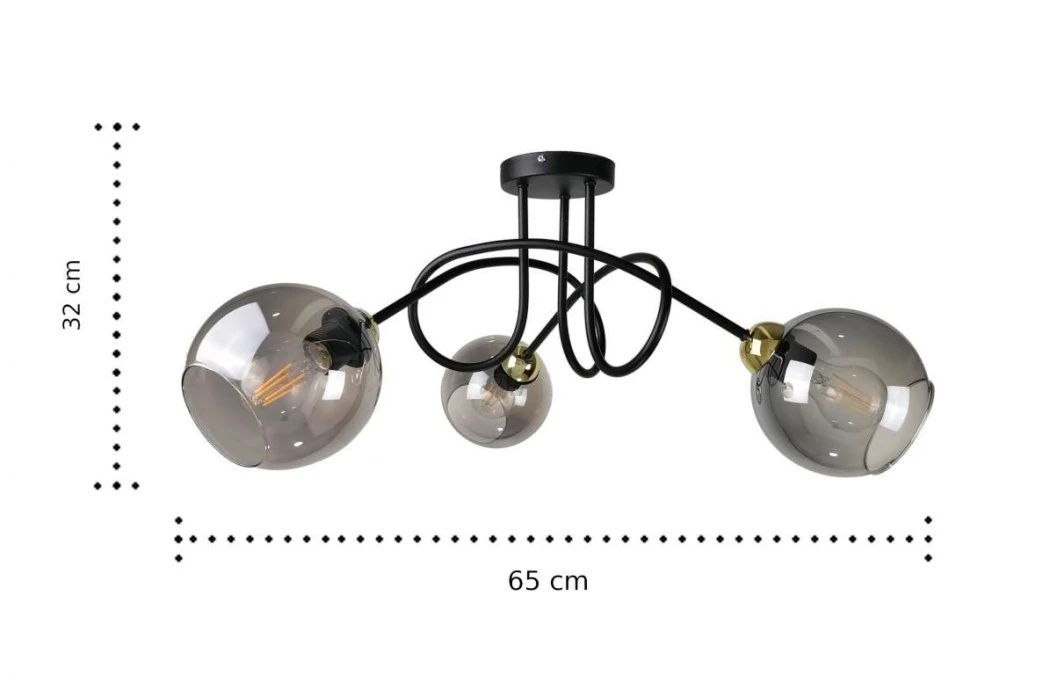 Lampa sufitowa nowoczesna 3xE27 RING BLACK/GOLD - obrazek 3