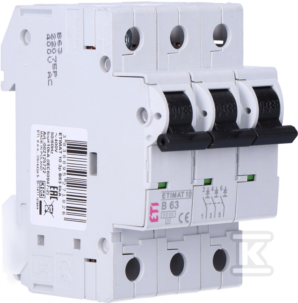 Wyłącznik nadprądowy ETIMAT 10 3p B63 6kA 002125722 - obrazek 2