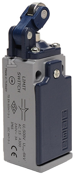 Łącznik krańcowy L51 w obudowie metalowej, 1NC+1NO, popychacz z dźwignią z rolką metalową T0-L51K13MIM311