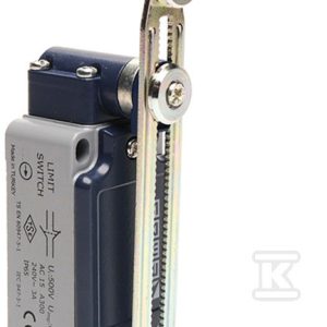 Łącznik krańcowy L52 w obudowie metalowej, 1NC+1NO, długa metalowa dźwignia z rolką metalową T0-L52K13MEM123 Łącznik krańcowy L52 w obudowie metalowej, 1NC+1NO, długa metalowa dźwignia z rolką metalową T0-L52K13MEM123