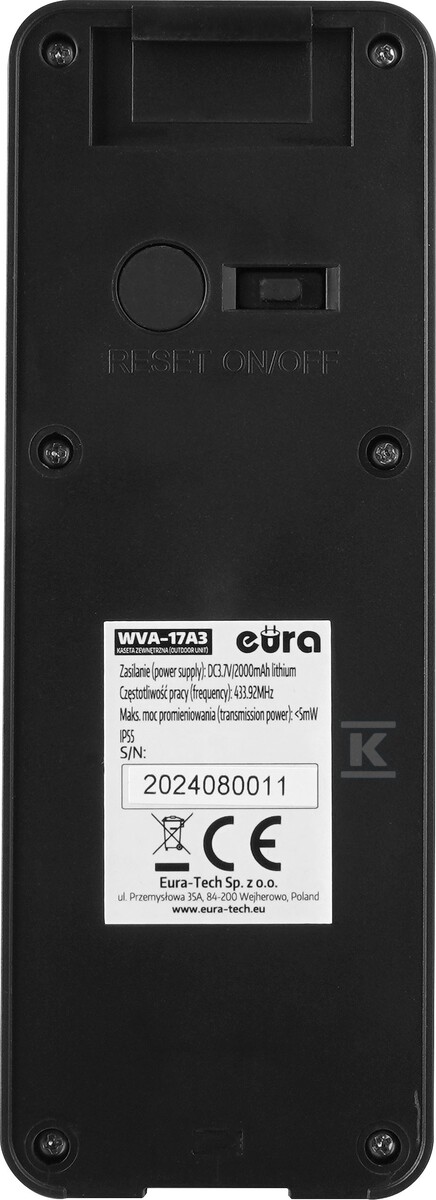 Wideodomofon bezprzewodowy "EURA" WVP-07A3-TY - czarny, 7", WiFi, zasięg do 100m, AHD, Tuya, 160°, slot kart SD do 128GB A31A125 - obrazek 2
