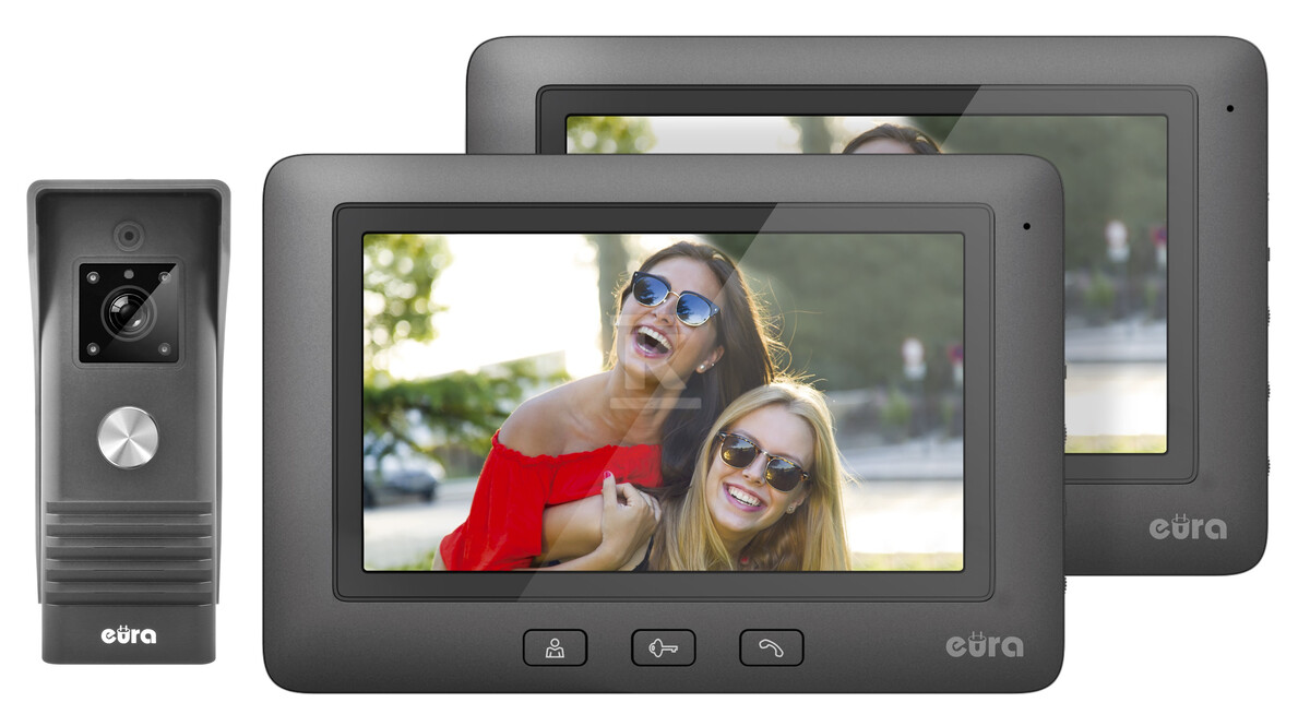 Wideodomofon "EURA" VDP-45A3 "ALPHA" czarny dwa monitory kolor 7" obsługa 1 wejścia A31A149 - obrazek 3
