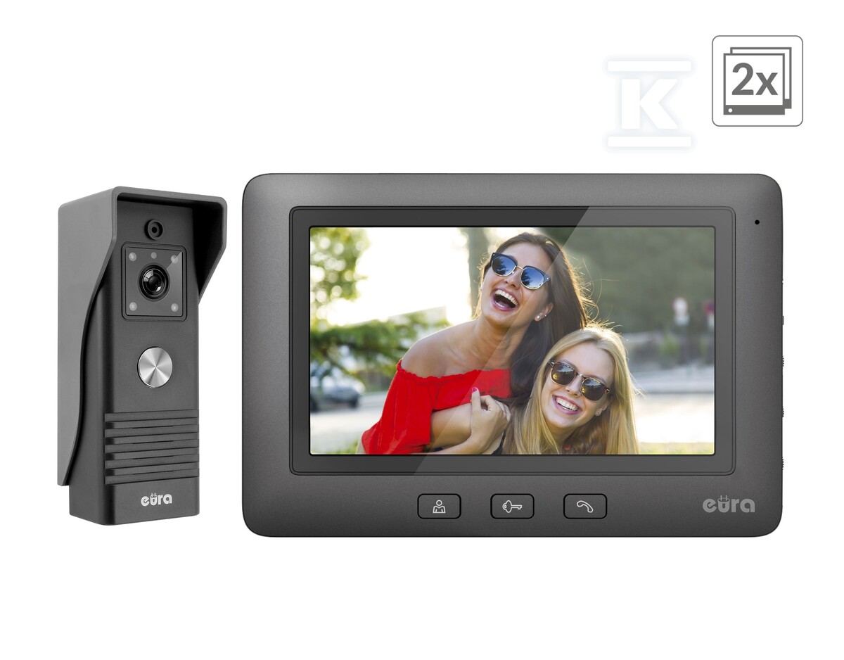 Wideodomofon "EURA" VDP-45A3 "ALPHA" czarny dwa monitory kolor 7" obsługa 1 wejścia A31A149 - obrazek 1