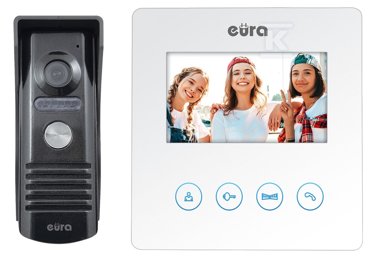 Wideodomofon "EURA" VDP-52A3 "ATIRA" - biały, ekran 4,3", obsługa 2 wejść A31A153 - obrazek 2