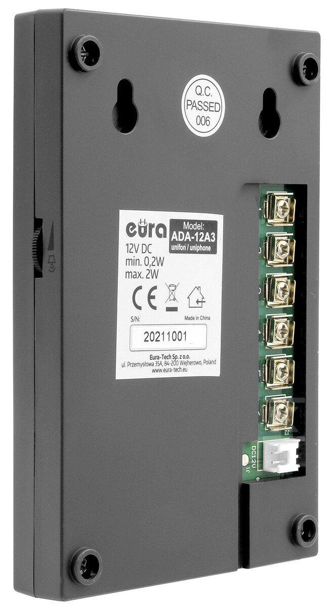Domofon "EURA" ADP-51A3 "DIFESA" - grafitowy, jednorodzinny, 2 unifony, interkom A31A252 - obrazek 3